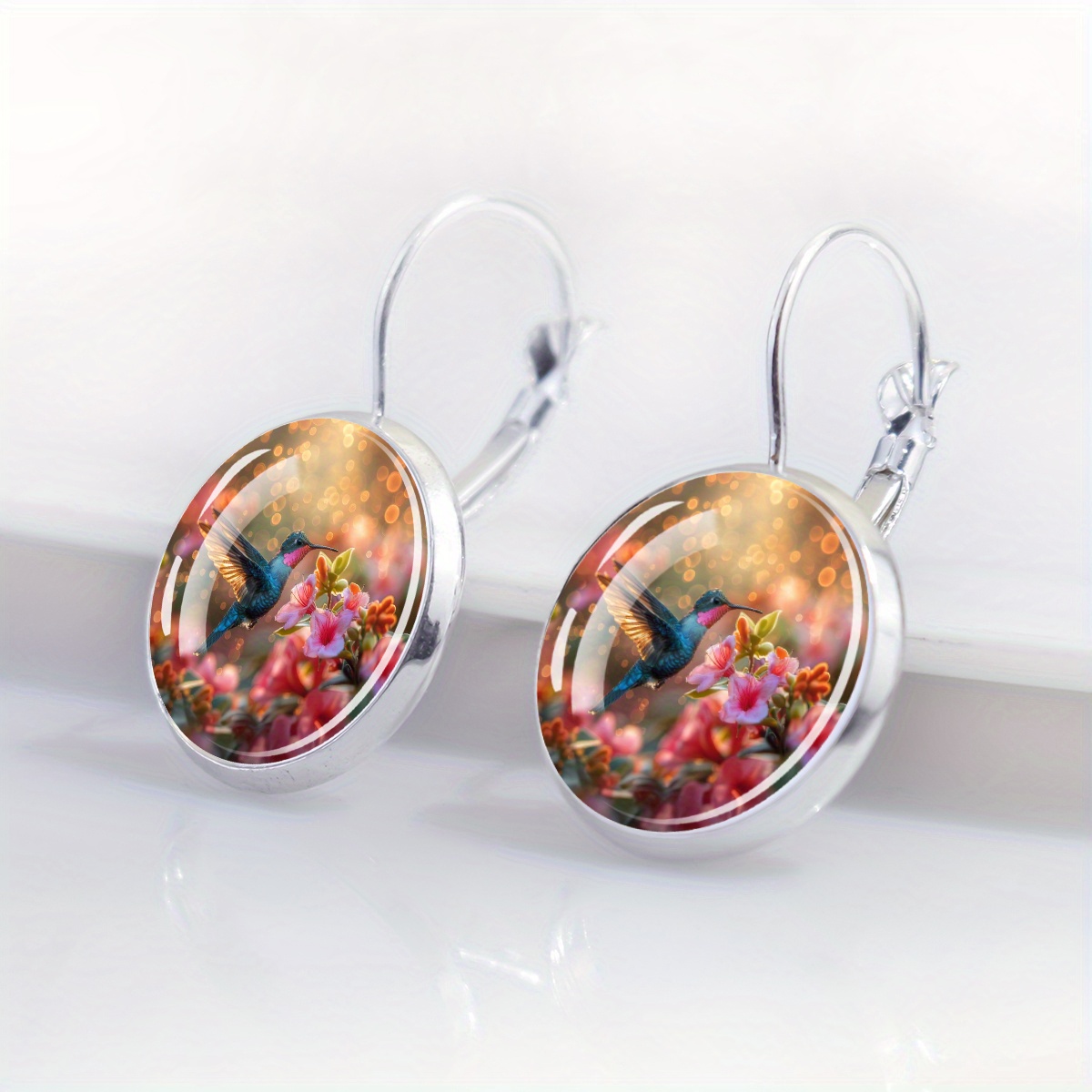 Rustic-Style Hummingbird Theme Earrings